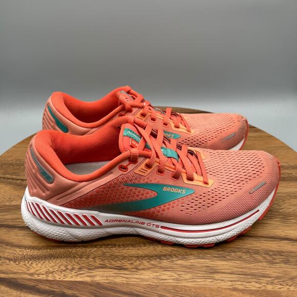 Brooks Adrenaline GTS 22 Shoes Womens 8.5 B Orange Running Walking Gym Sneakers - Picture 1 of 8